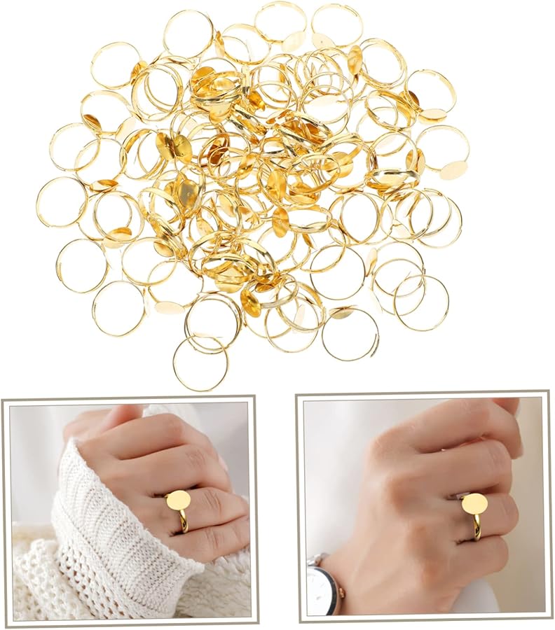 Adjustable Ring Blanks 100pcs DIY Jewelry Making Kit for Adults Silver Tone - Image 5